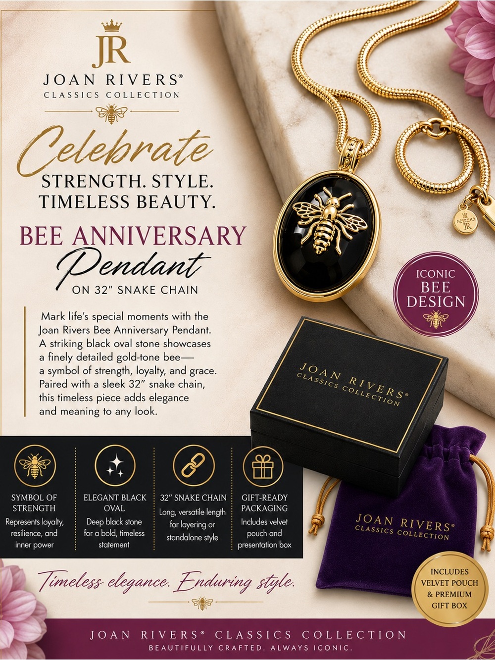 Joan Rivers Classics Collection Bee Anniversary Pendant 🐝